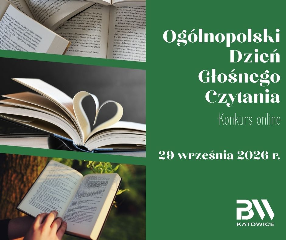 Plakat akcji Dzień Głośnego Czytania 2026 w Pedagogicznej Bibliotece Wojewódzkiej w Katowicach