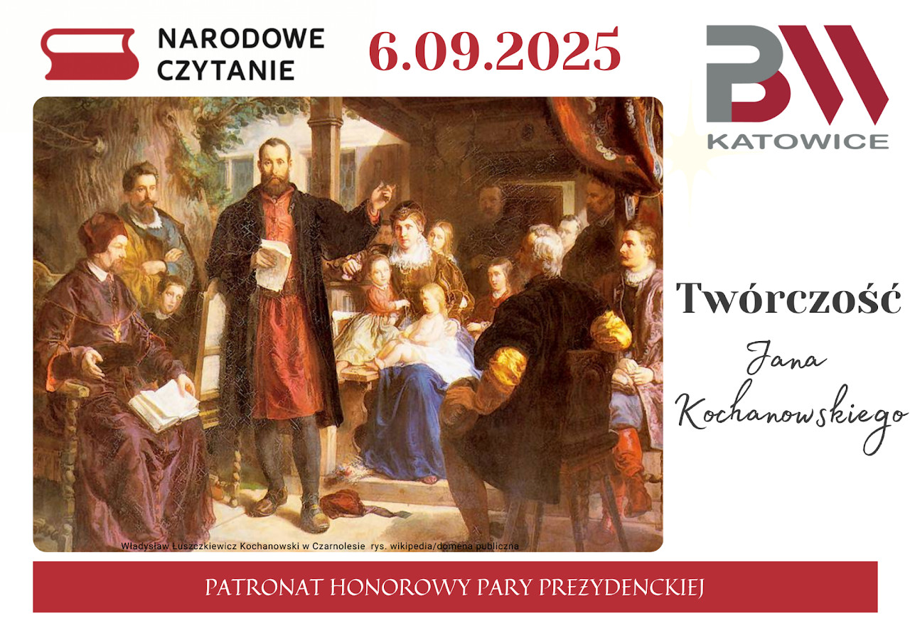 Narodowe Czytanie 2025 w Pedagogicznej Bibliotece Wojewódzkiej w Katowicach - plakat