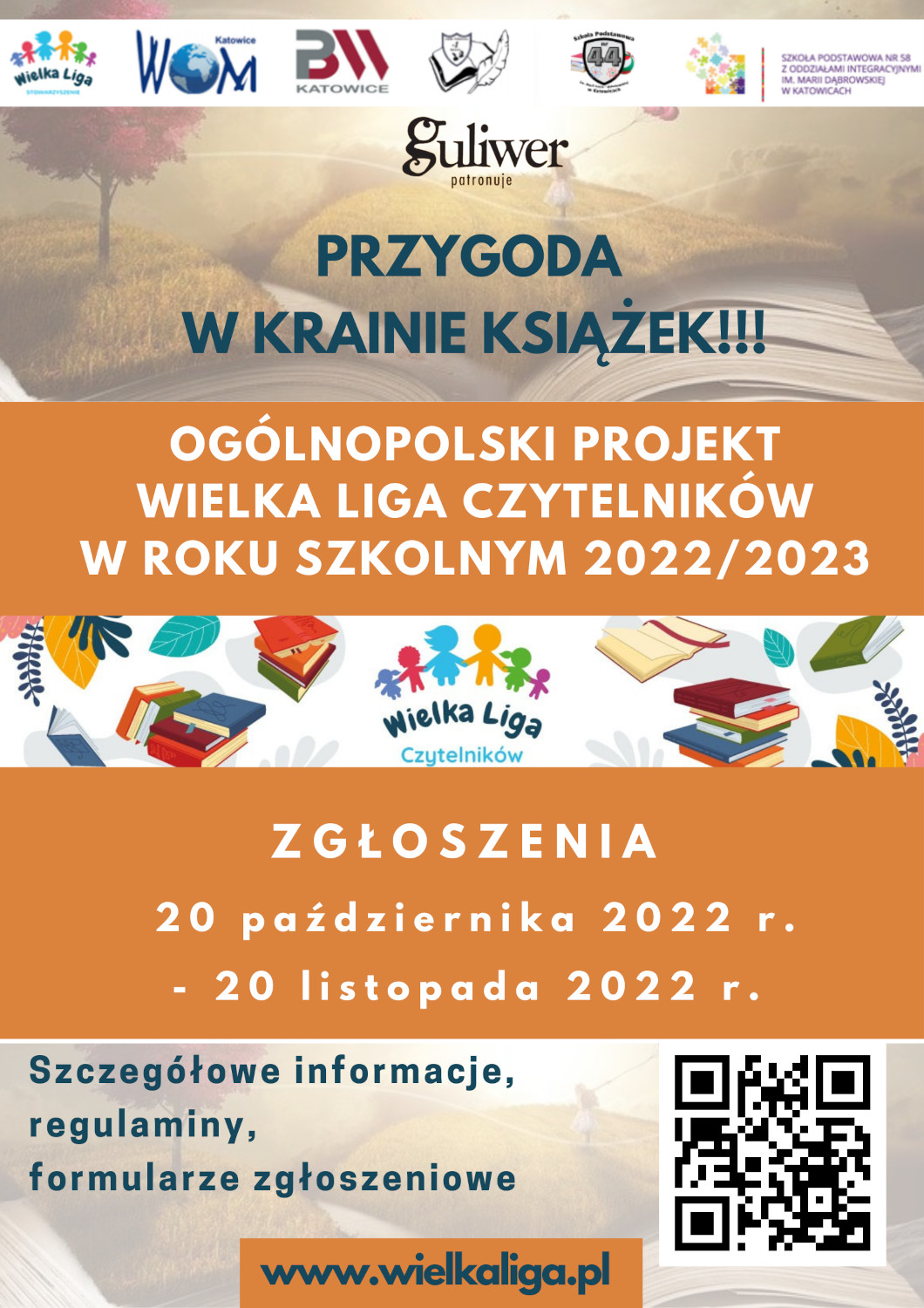 plakat Ogólnopolskiego Projektu Wielka Liga Czytelników, edycja 2022 - 2023