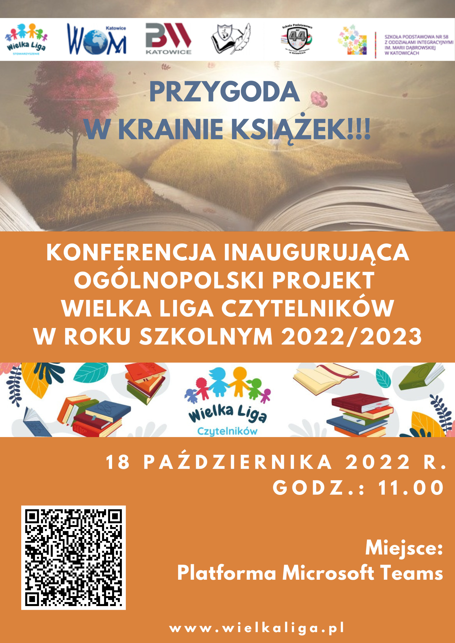 Plakat konferencji inaugurującej Wielką Ligę Czytelników - edycję 2022